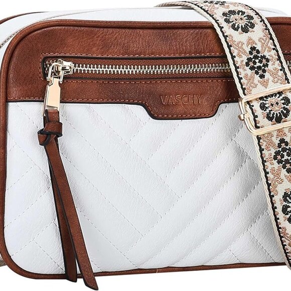 Handbags - Women Crossbody Purse Vegan Leather Quilted Chevron Small Shoulder Bag